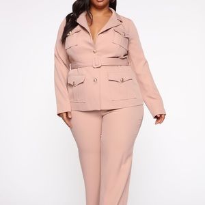 Pant suit taupe plus size